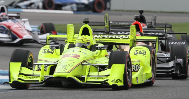 Simon Pagenaud leads the field for an impressive 57 of 82 laps in the Grand Prix of Indianapolis - Image by Mark Reed
