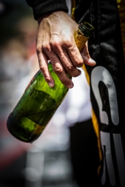 Empty champagne bottle of Graham Rahal following the Victory Lane celebration at Road America - Image by Shawn Gritzmacher